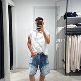 Camicia Crop Perle E Diamanti White