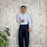 Pantalone Lino Piences Blu