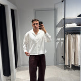 Camicia Cropped White Linen