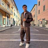Coordinato Zip Pelle Marrone