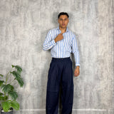 Pantalone Lino Piences Blu