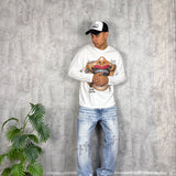 Long Sleeve Boxy Lips White