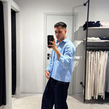 Camicia Crop Righe Sky