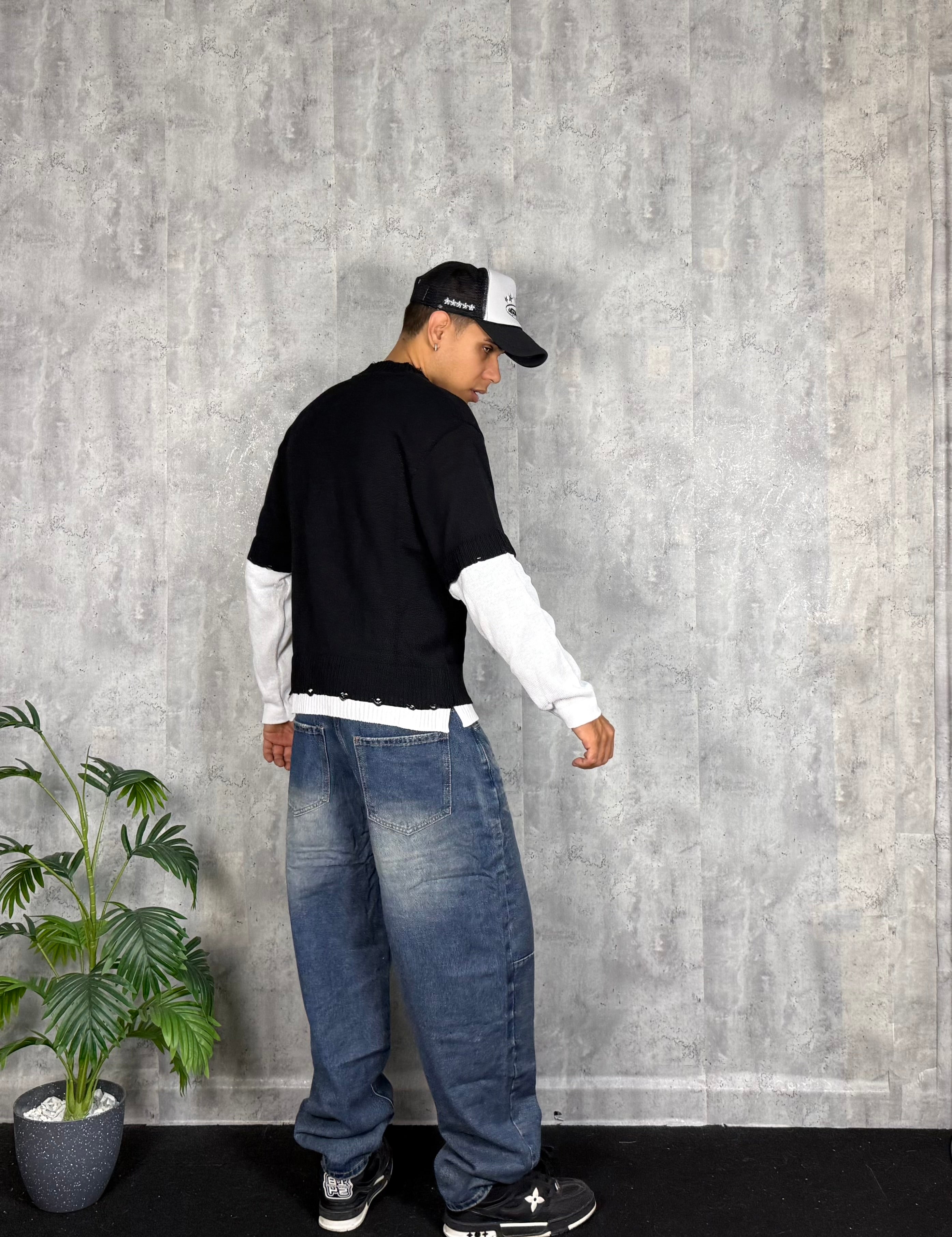 Pullover Double Black/White
