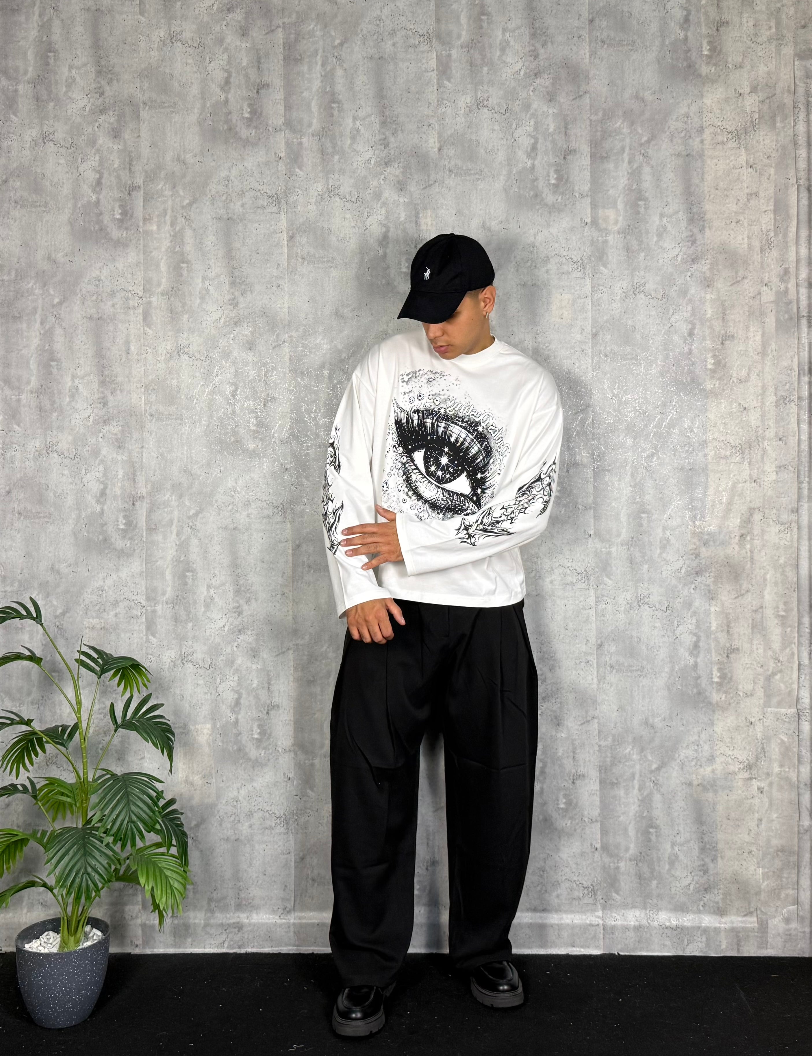 Longsleve Eyes Crop White