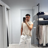 Pantalone Lino Straight White