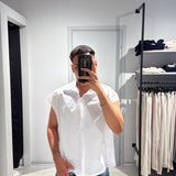 Camicia Crop Perle E Diamanti White