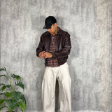 Bomber Crop Leather Red