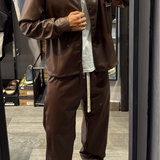 Coordinato Zip Pelle Marrone