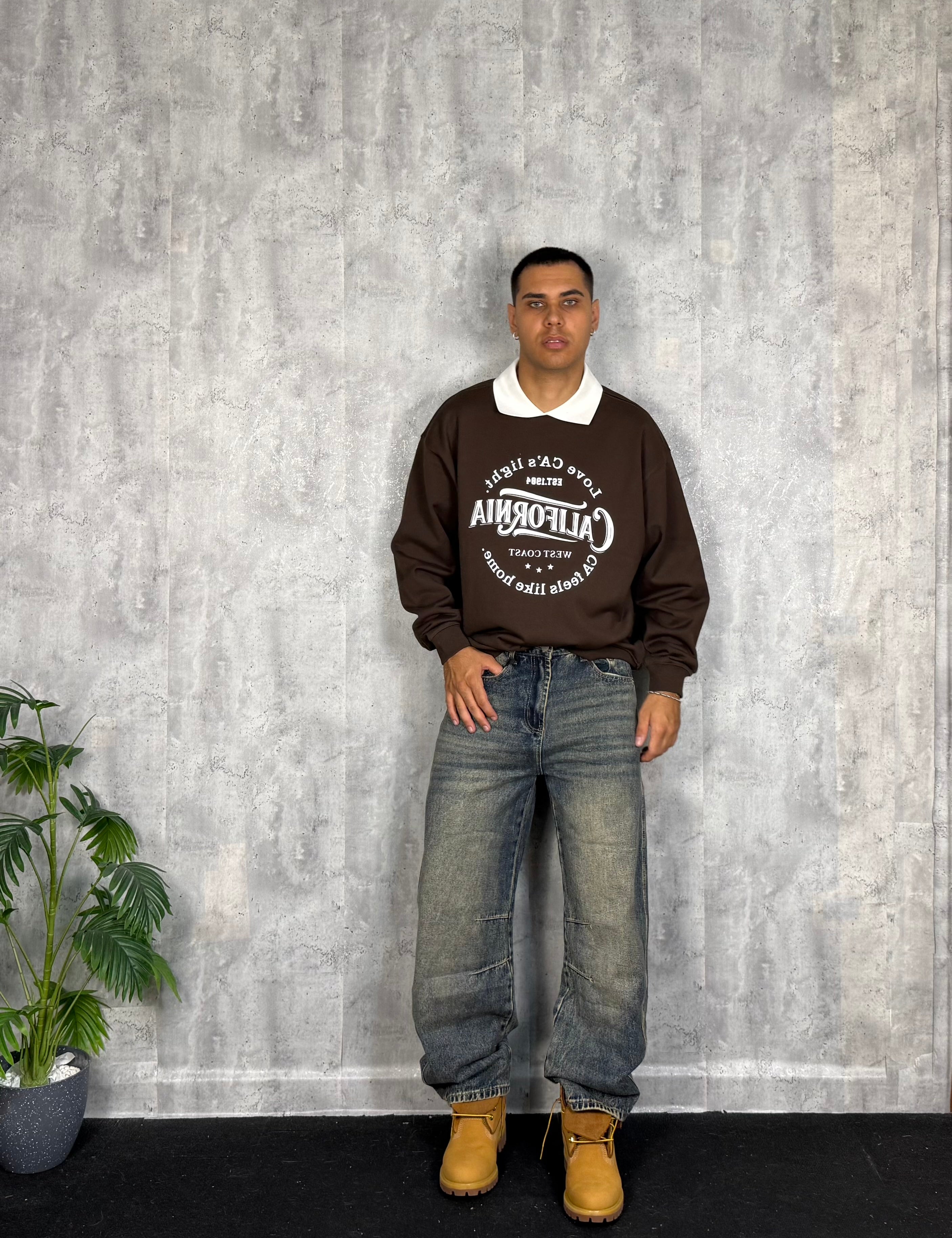 Felpa Uni College Brown