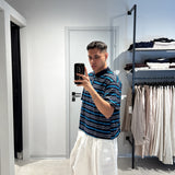 Polo Crop Righe Blue