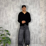 Jeans Wide Marmorized Black