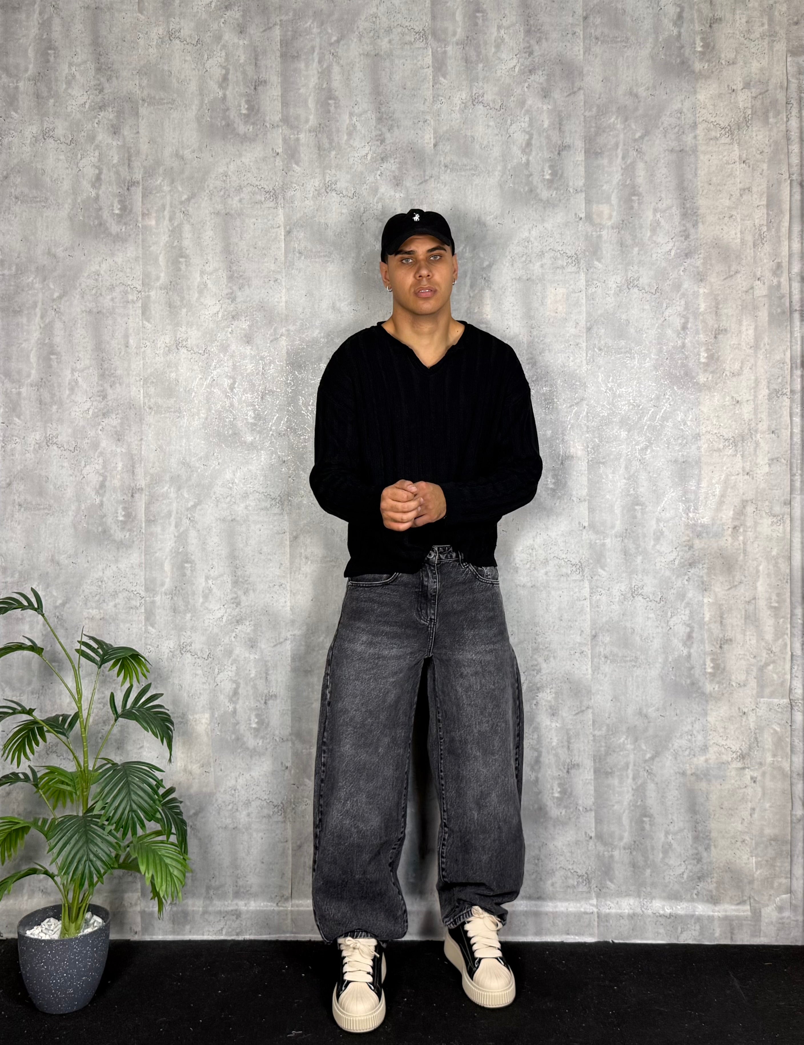 Jeans Wide Marmorized Black