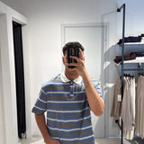 Polo Crop Righe Sky