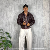 Bomber Crop Leather Red