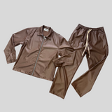 Coordinato Zip Pelle Marrone