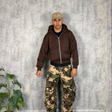 Felpa Zip Crop Brown