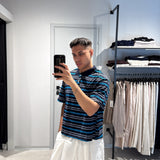 Polo Crop Righe Blue