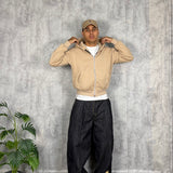 Felpa Zip Crop Beige