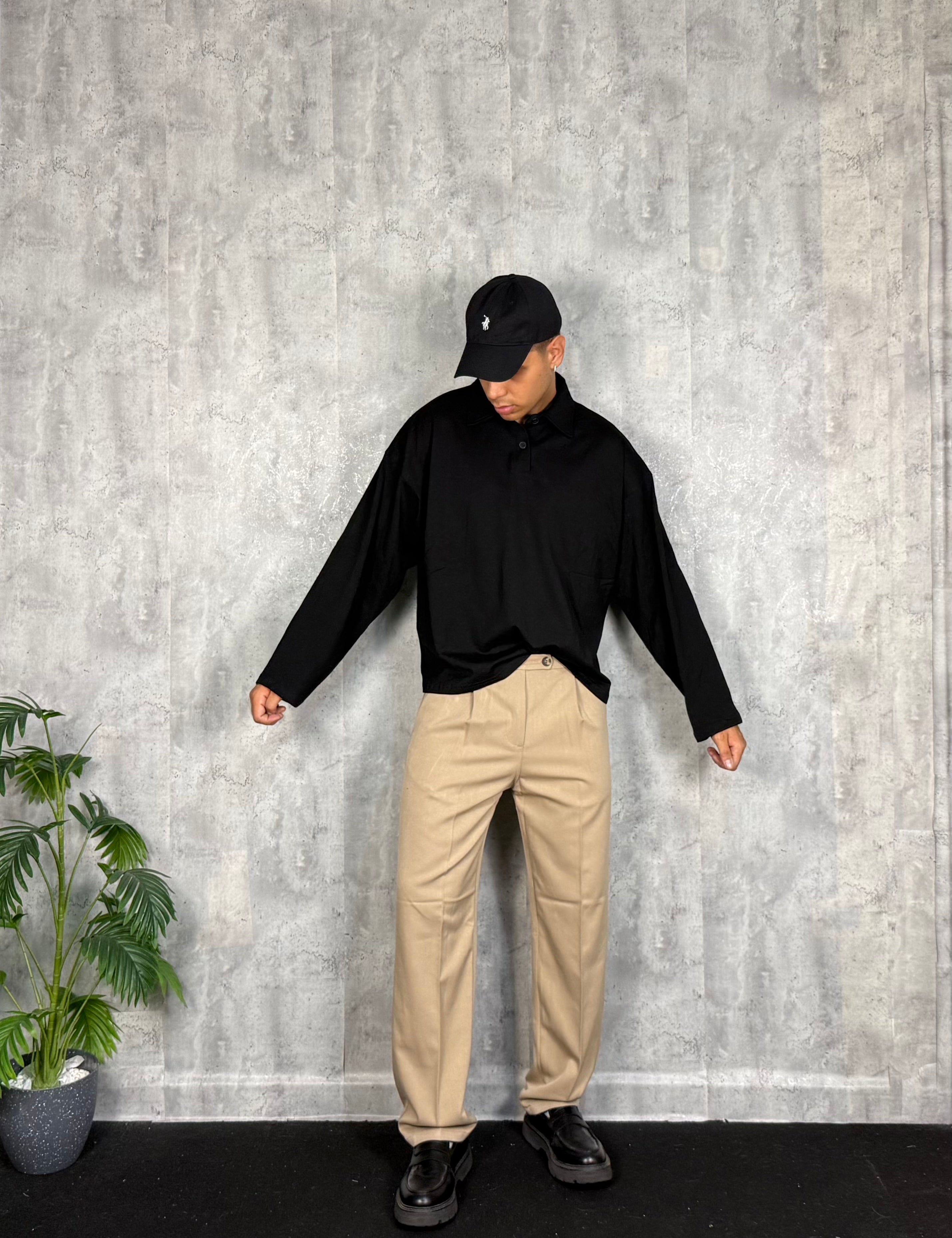 Polo Over Cropped Black