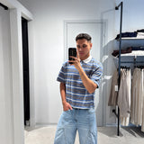 Polo Crop Righe Sky