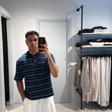 Polo Crop Righe Blue