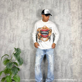 Long Sleeve Boxy Lips White