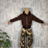 Felpa Zip Crop Brown