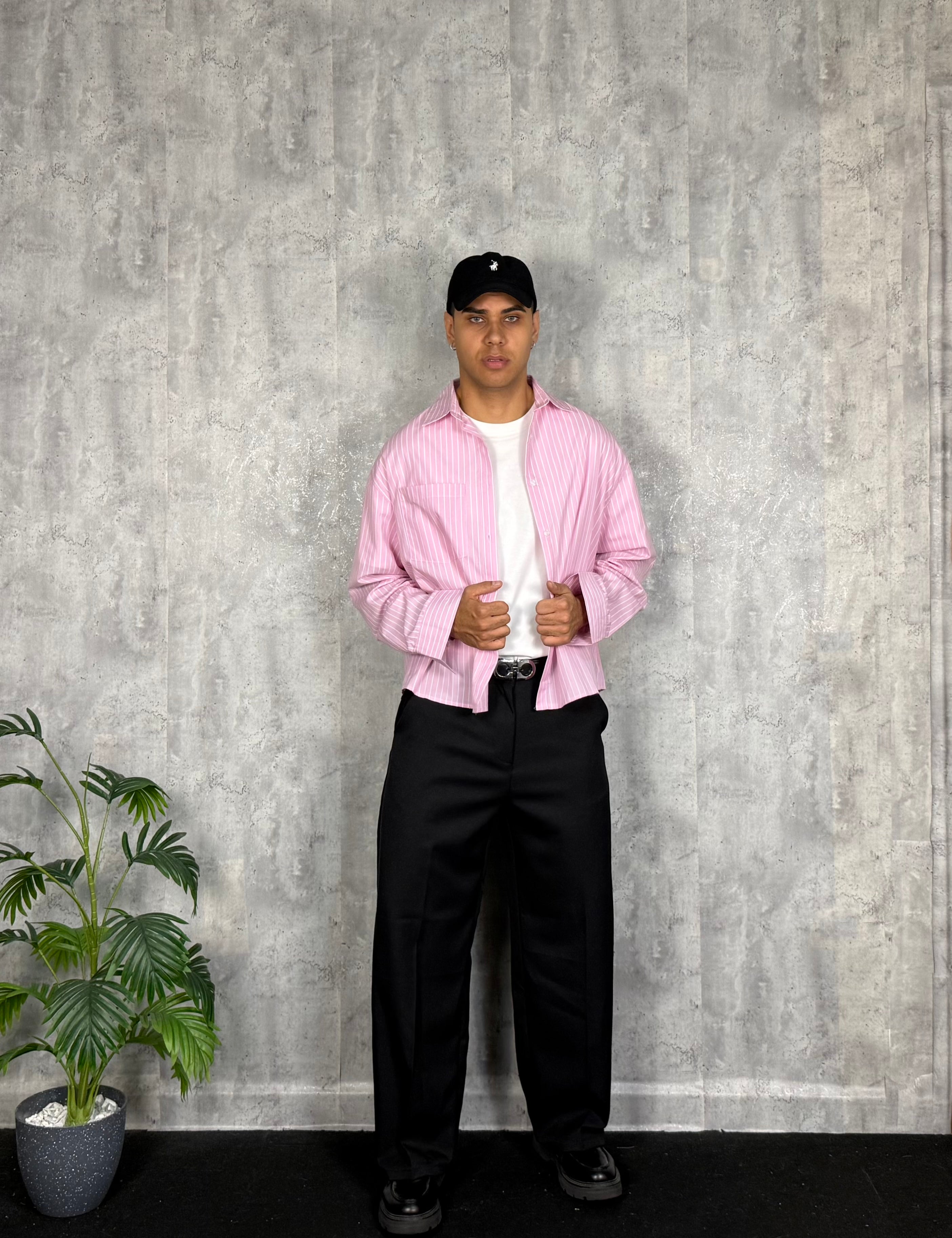 Camicia Crop Gessata Rose