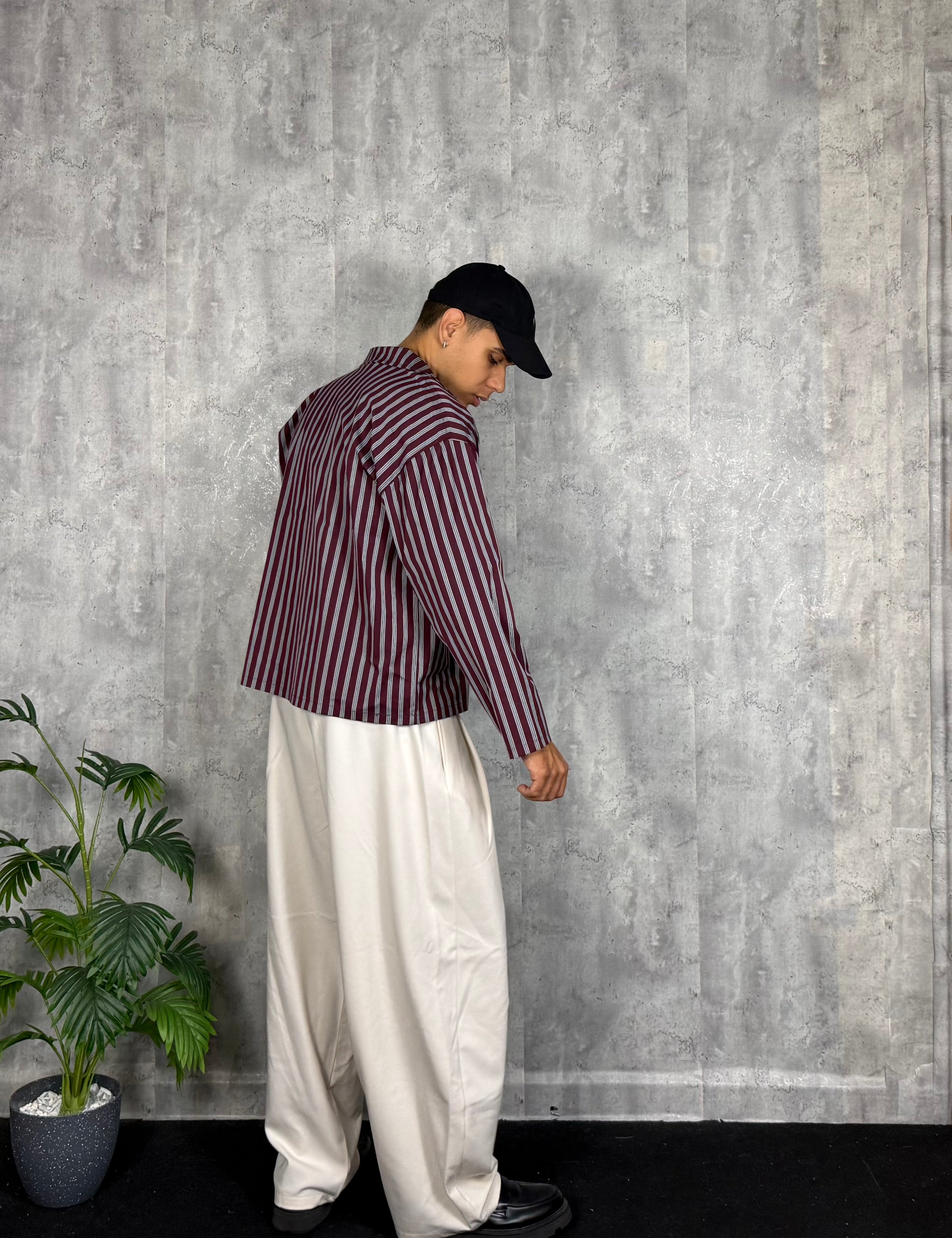 Camicia Long Stripes Bordeaux
