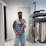 Polo Crop Righe Sky