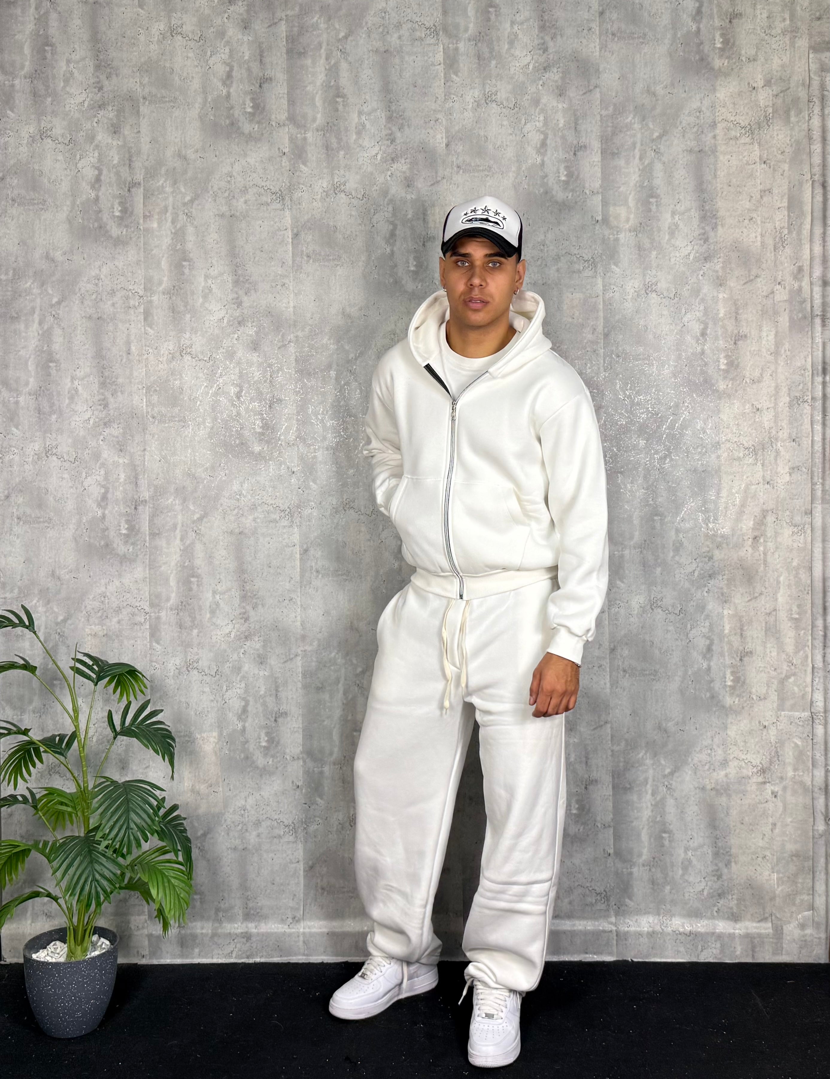 Felpa Zip Crop White